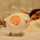 Cute Touch Dimming Kitten Night Light Bedside Charging Lamp Decor (White) Newly