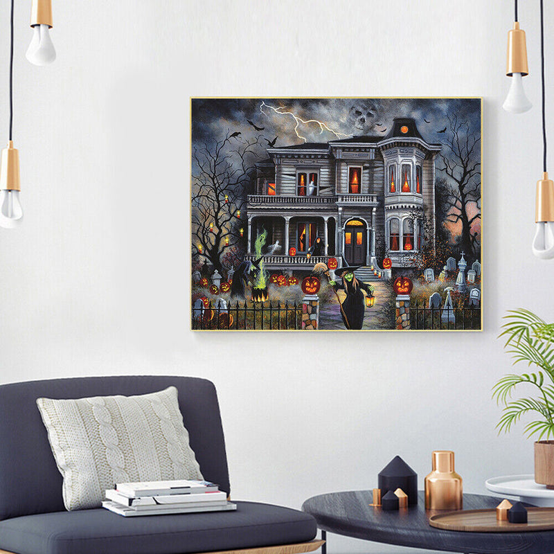Frameless Painting By Numbers Kit DIY Halloween Drawing On Canvas Art Craft