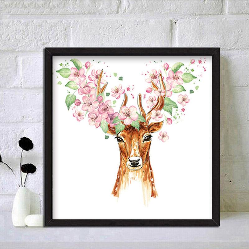 DIY Mosaic Full Round Drill Painting Kit Flower Deer Diamond Drawing Gift