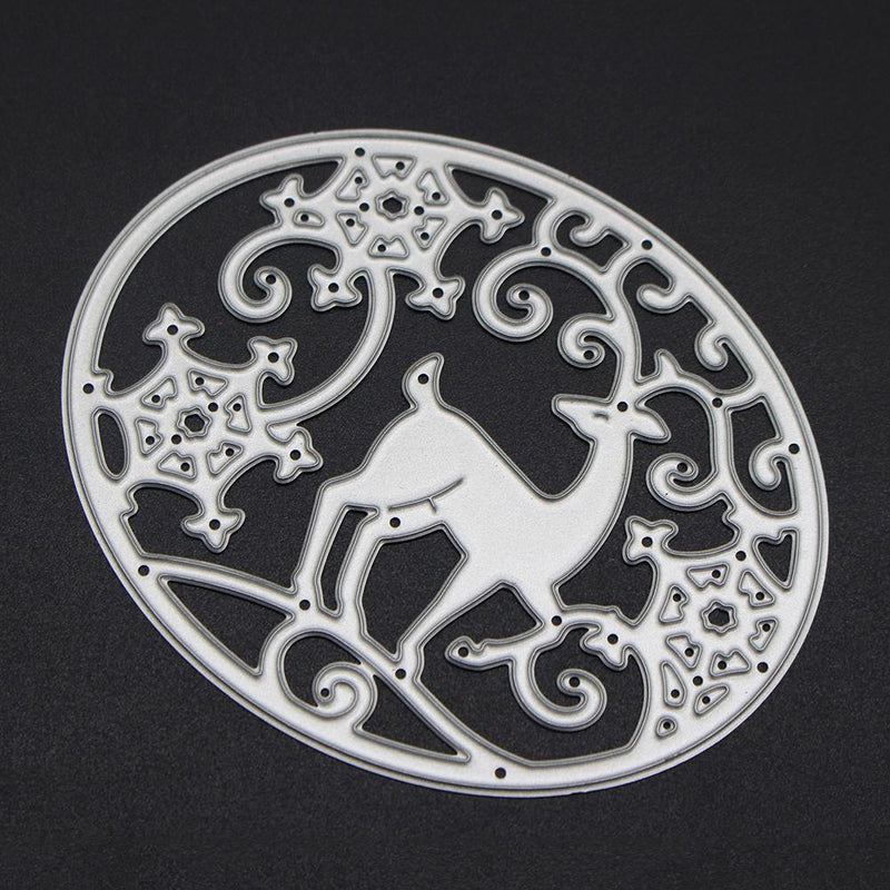 Hot Christmas Deer Oval Style DIY Punching Molds Stencil Scrapbooking Album