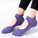 Women Yoga Socks Non-Slip Quick-Dry Backless Ballet Pilates Socks (Purple) Newly