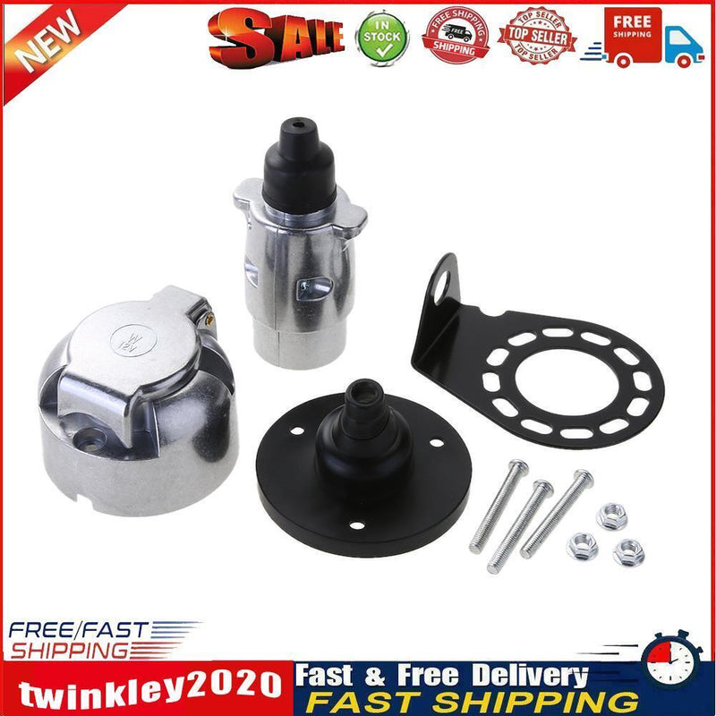 7 Way RV Boat Truck Trailer Metal Plug Connector Adapter+ Socket Kit Newly