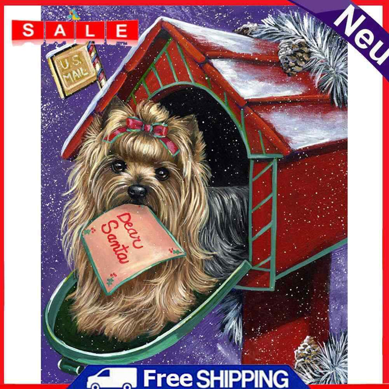 Full Drill Mosaic Craft Picture DIY Snow Dog Rhinestone Diamond Painting Poster