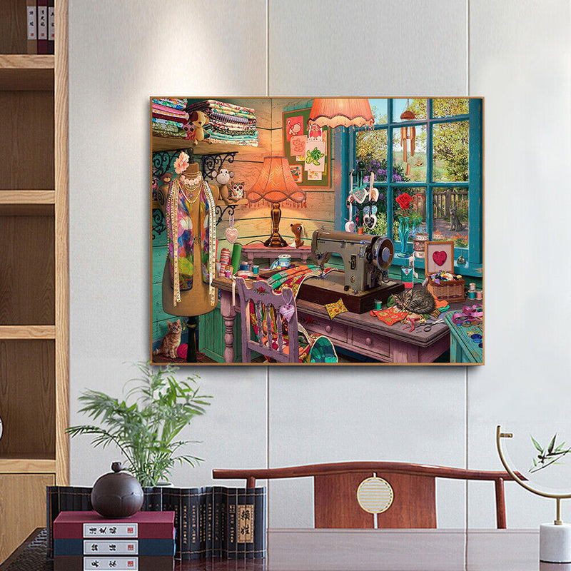 Art Oil Painting By Numbers Sewing Machine Handmade Digital Picture Home Decor