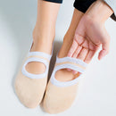 Women Yoga Socks Anti-Slip Fitness Pilates Ballet Cotton Socks (Beige) Newly