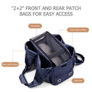 Travel Shoulder Bag Waterproof Small Cat Dog Carrier Handbag (Navy Blue)