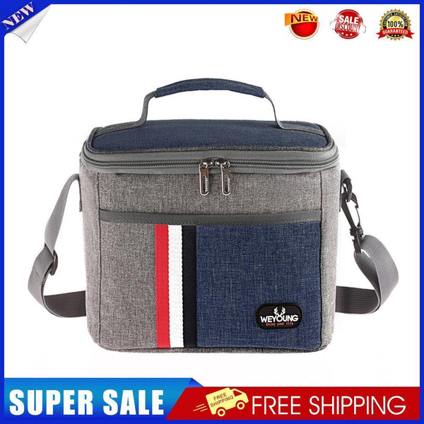 Portable Thermal Stripe Waterproof Aluminum Foil Insulated Lunch Bag (Blue)