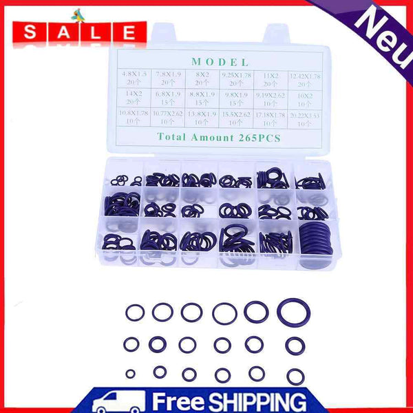 265pcs Universal 18 Size Car Air Conditioning Seal Ring Refrigerant Repair Set