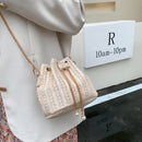 Woven Crossbody Messenger Bag Straw Bucket Women Summer Chain Shoulder Handbags