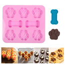 Cake Fondant Molds - Dog Paw & Bone Shape - Silicone Candy Gummy Mold Pink