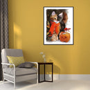 Pumpkin Cat Full Round Drill Mosaic Rhinestone Handmade Home Art Pictures