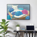 Cat Frameless Oil Paint by Numbers Kit Coloring on Canvas Handpainted Handicraft