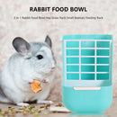 2 in 1 Rabbit Food Bowl Hay Grass Rack Small Animals Feeding Rack (Blue) Newly