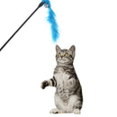 Pet Teaser Feathers Bell Stick Cats Catcher Interactive Wand Toys (Blue)