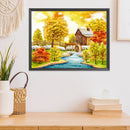 11CT Cotton Thread Landscape Autumn Stamped Embroidery Canvas Set Embroidery DIY