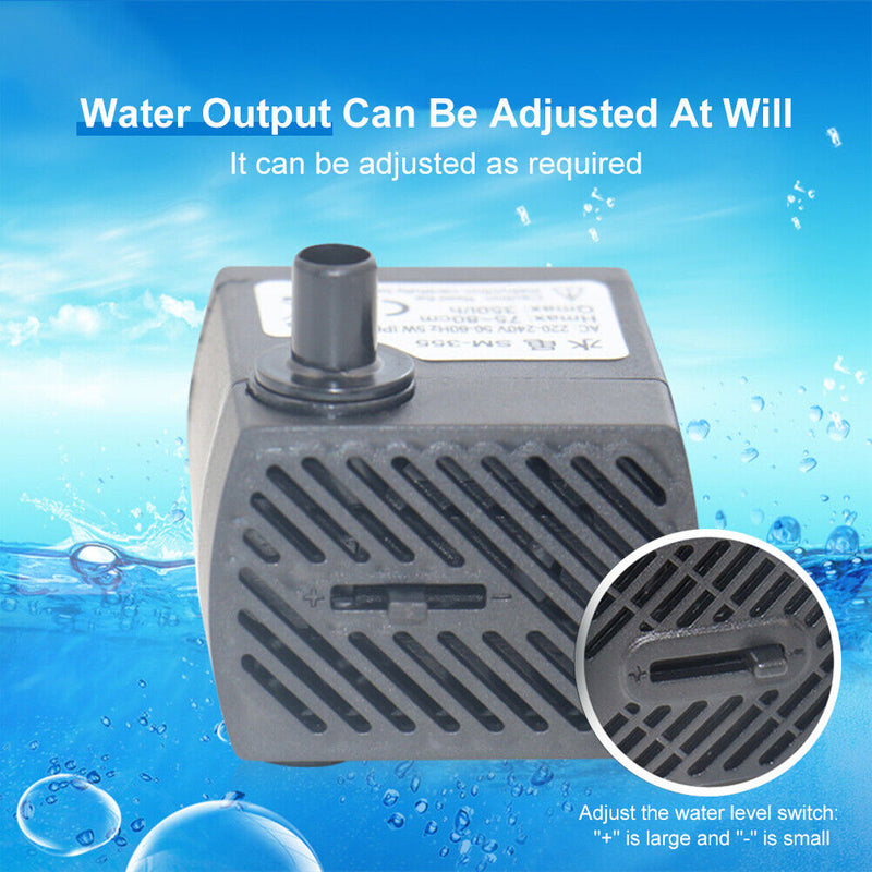 #A 350L/H 5W 4 LED Colorful Light Submersible Aquarium Water Pump for Pond Fount