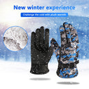 Winter Men Warm Skiing Fleece Gloves with Buckle Thickened (Camo Blue)