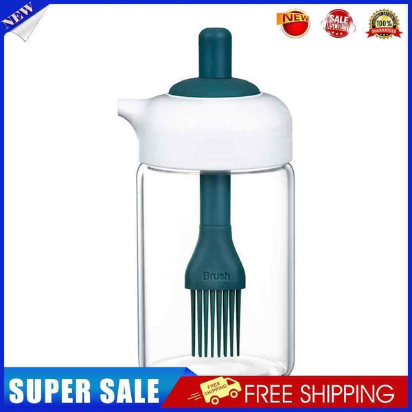 Oil Bottle with Brush Kitchen Oil Dispenser for BBQ Baking Cooking (Green)