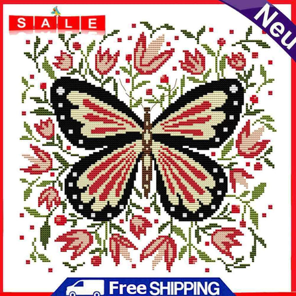 Partial Embroidery Cross Stitch Set Needlework Kit 14CT Butterfly Artwork