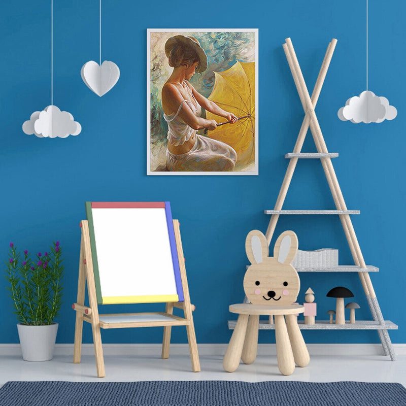 Girl Open Umbrella Oil Paint By Numbers Kits DIY Handpainted on Canvas Art