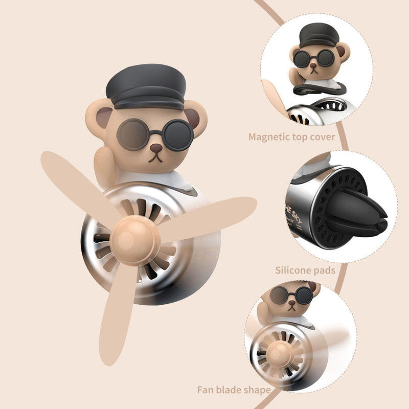 Silicone Car Air Freshener - Cartoon Bear Pilot Modeling Aromatherapy (B)