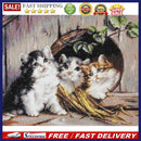3 Strands Handmade Full Embroidery Cute Kittens Stamped Cross Stitch Home D