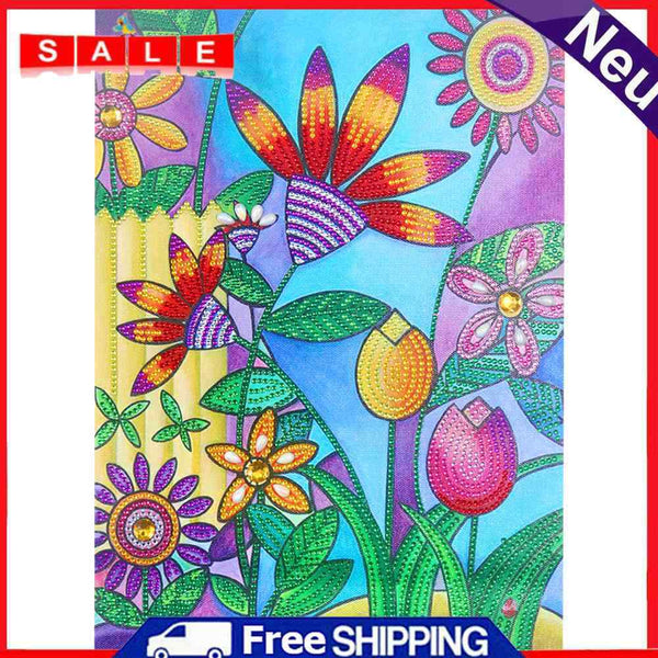 Part Drill Special Shaped Diamond Painting 5D Colorful Flowers DIY Ornaments Kit