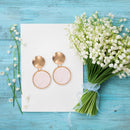Round Metal Dangle Earrings Korean Geometric Heart Pendant Women Eardrop Jewe