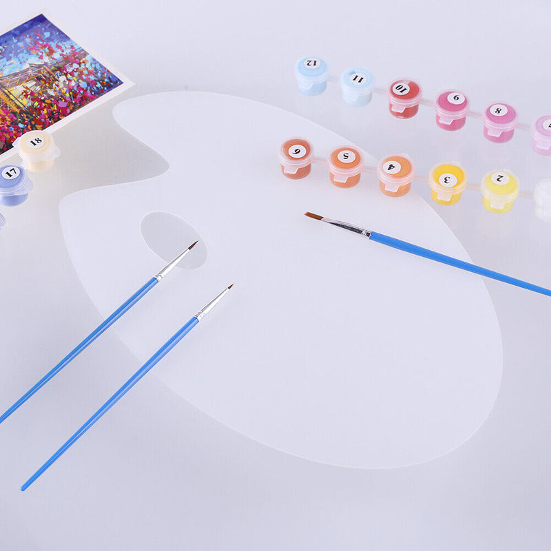 Plastic Transparent Oval Painting Palette Clear Watercolor Paint Mixing Board