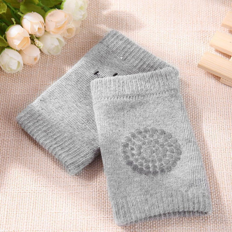 1 Pair Antiskid Baby Kneepad Protector Soft Crawling Leg Warmers(Light Grey