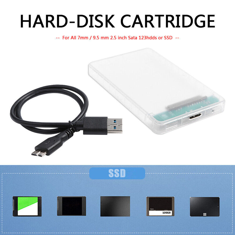 2.5 inch Transparent HDD SSD Case SATA III to USB 3.0 Hard Drive Disk Enclosure