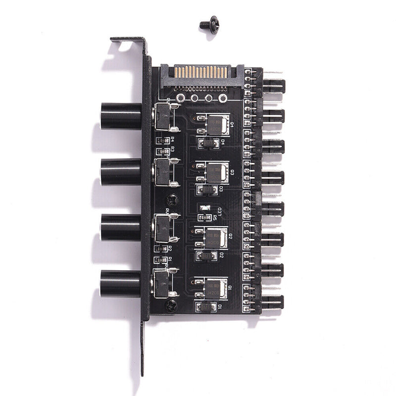 DC 12V Fan Hub Regulator 8 Way SATA/3Pin Speed Controller for PC Computer Case