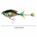2 Segment 9.5cm 16.9g Rotate Tail Fishing Lure Fish Bait VMC Hooks Popper