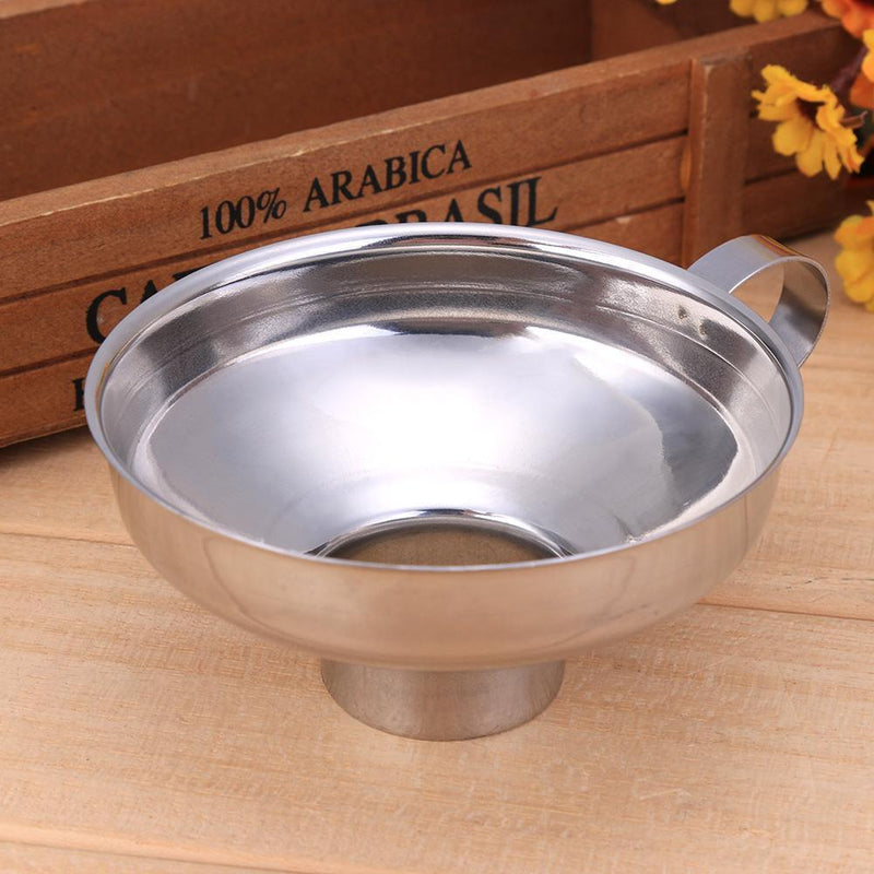 Stainless Steel Wide Mouth Canning Funnel Thick Salad Dressing Funnel(L)