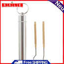 Metal Toothpick Waterproof Camping Oral Teeth Cleaning Tool w/Storage Container