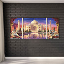 3 Panels Taj Mahal Oil Paint By Numbers Kits DIY Canvas Wall Art Picture Craft