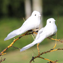 2pcs White Feather Artificial Foam Pigeons Loved Peace Pigeons Bird Home