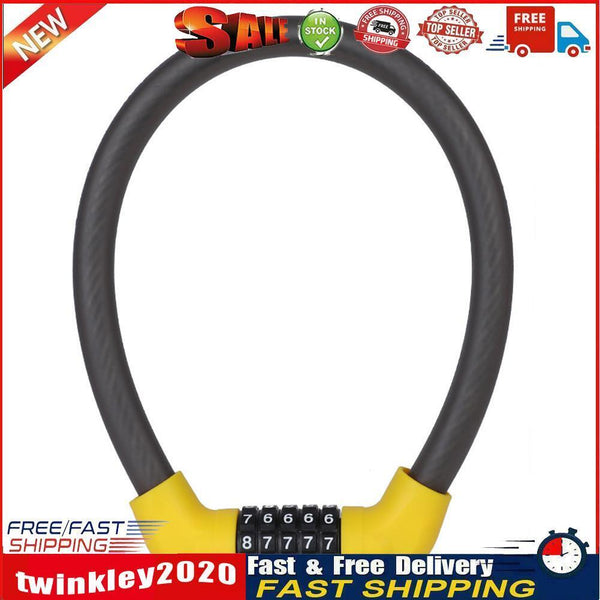 5-Digit Bike Combination Locks Scooter Wire Lock (Black+Yellow 17.2x570mm) Newly