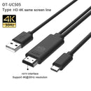 UC-505 1.8m USB Type C to HDMI-Compatible Converter Cable with USB Power Supply