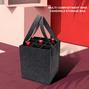 Wine Storage Bag with 6 Grids Comfortable Carry Handle Solid Color Felt Bag