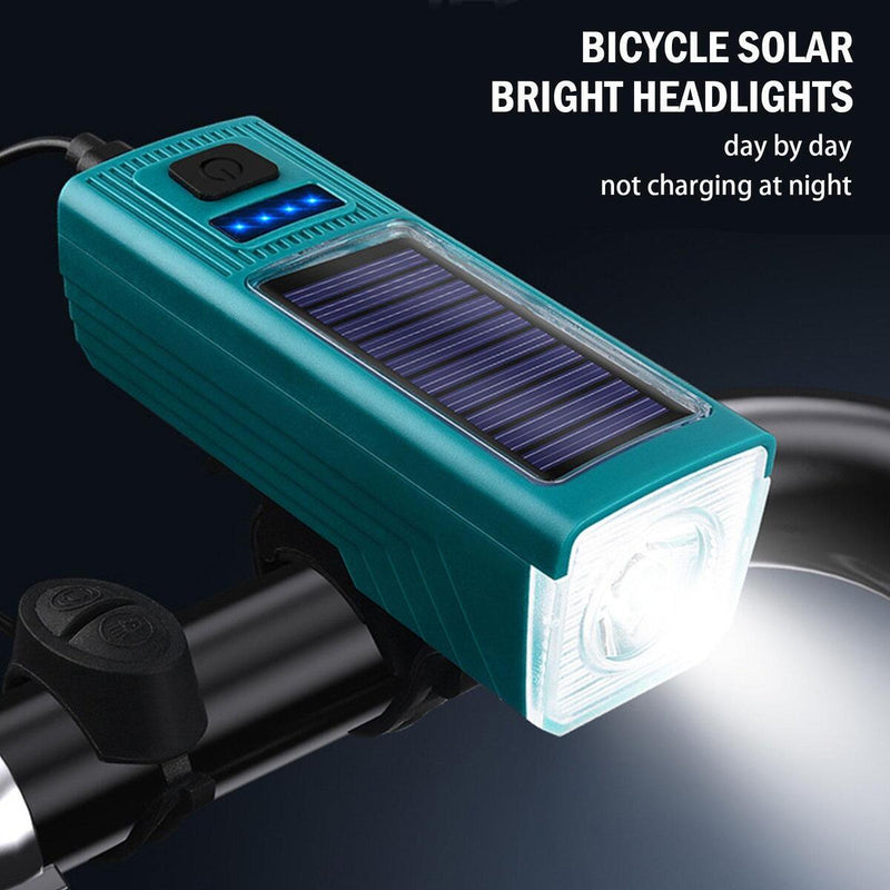 3 Modes Bicycle Front Light Bicycle Lantern With Horn n LED Charging Solar A9Y2