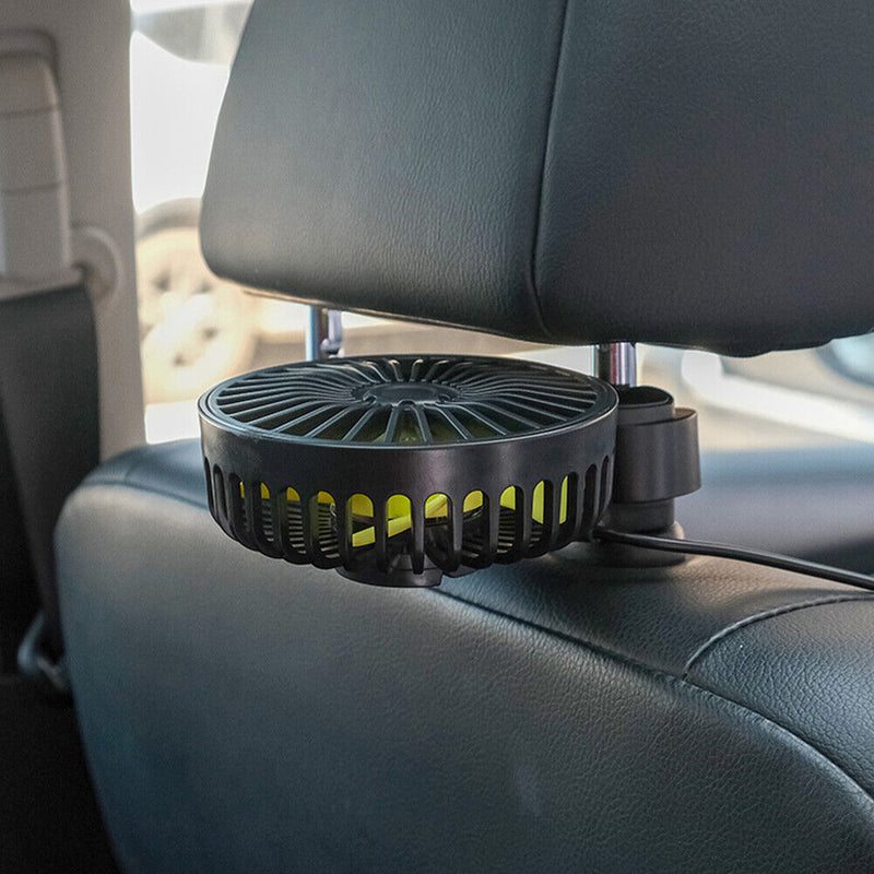 USB Car Fan for Back Seat Headrest 3 Speeds Summer Air Circulator Cooler