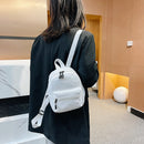 Women Solid Color Backpack Preppy Style School Nylon Mini Rucksack (White)