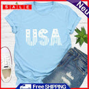 Independence Day Print USA Letter Tea T-Shirt (Light Blue XXL)