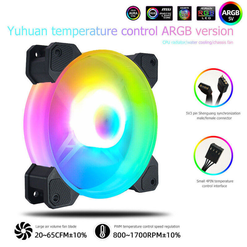 COOLMOON 12cm PC Case Fan Chassis CPU 5V 3Pin ARGB PWM Cooling Radiator Newly