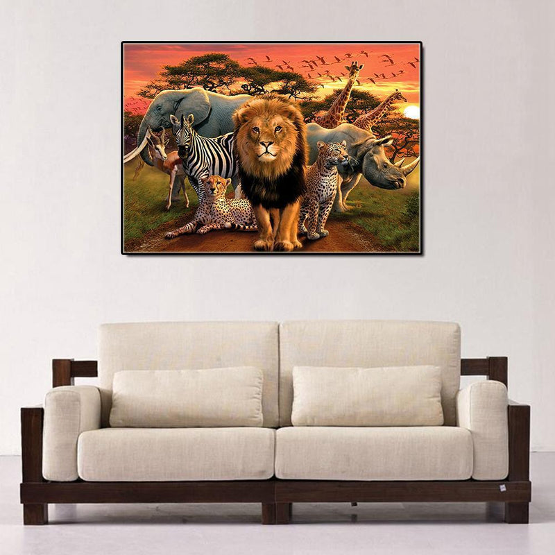 Animal Lion 5D Diamond DIY Painting Kit Home Decor Craft 40x30cm