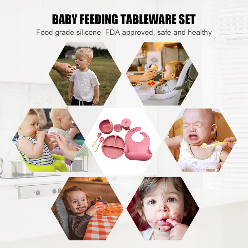 #A 6pcs Baby Items Anti Slip Silicone Baby Feeding Set Baby Food Accessories S
