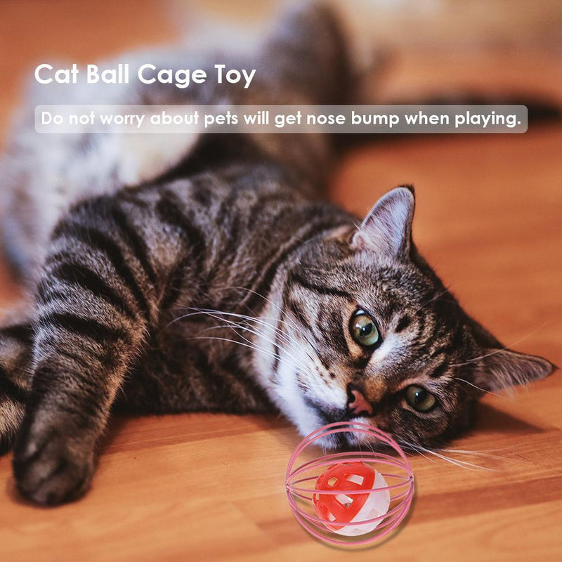 6.5cm Pet Rolling Cage Ball for Cat Artificial Feather Interactive Playing Toys