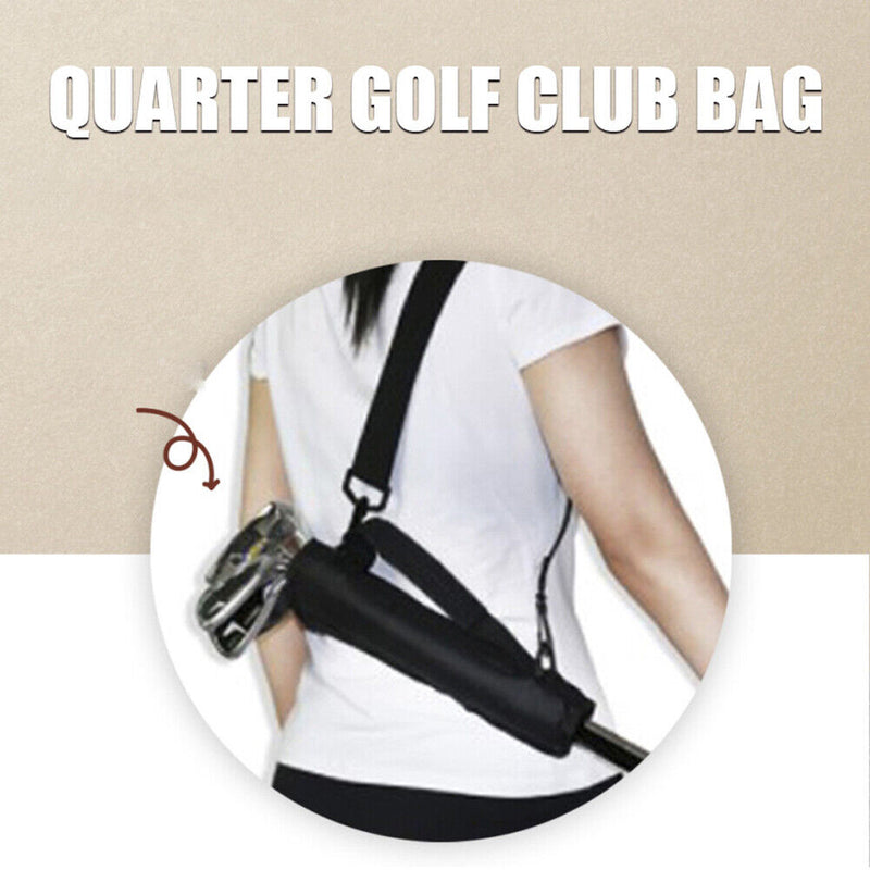 Golf Club Carrier Bag Nylon Carry Driving Range Travel Shoulder Bag (Black)