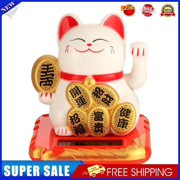 10pc Chinese Lucky Cat Wealth Waving Shaking Hand Fortune Craft (White)